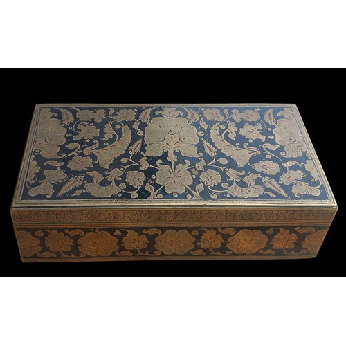 240 - A 19CT BRASS HEAVILY ENGRAVED ORIENTAL BOX