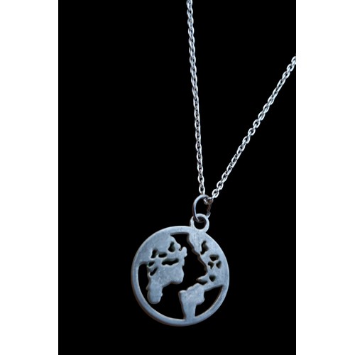 243 - AN ATLAS PENDANT ON A SILVER CHAIN