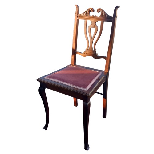 301 - A PAIR OF CARVED BACK MAHOGANY BEDROOM CHAIRS