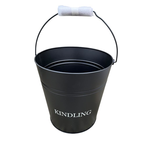 355 - A  NEW BLACK METAL KINDLING BUCKET