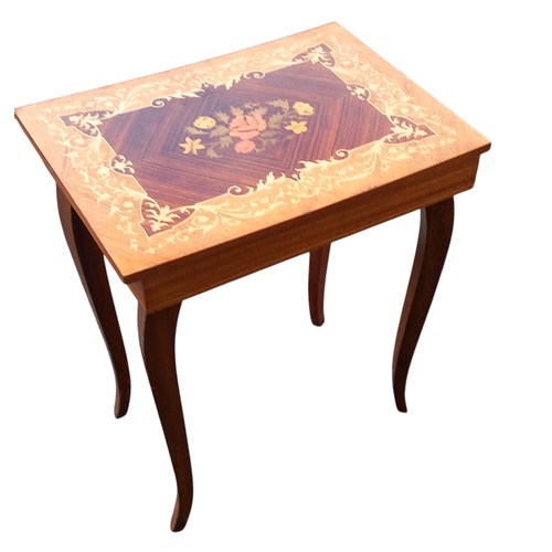 368 - AN INLAID MUSICAL WORKS TABLE