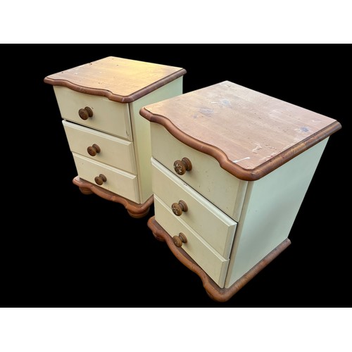 382 - PAIR OF CREAM AND PINE BEDSIDES