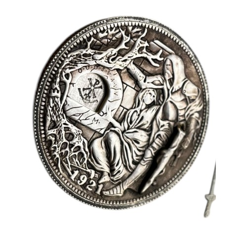 577 - A VICTORIAN XILVEWR COIN WITH A WINDOW OPENING (VERY UNUSUAL)