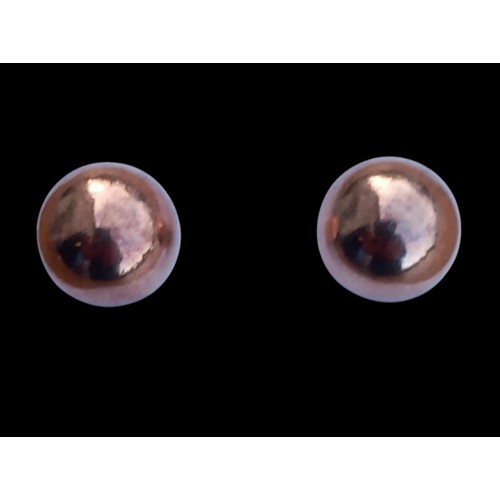 596 - A PAIR OF ROSE GOLD 8MM STUD EARRINGS ON STEM