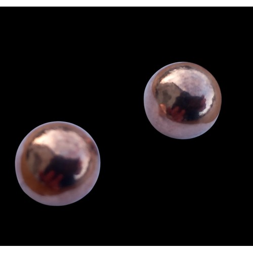 596 - A PAIR OF ROSE GOLD 8MM STUD EARRINGS ON STEM