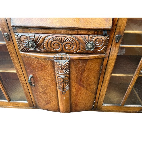 410 - CARVED FALL FRONT DISPLAY CABINET