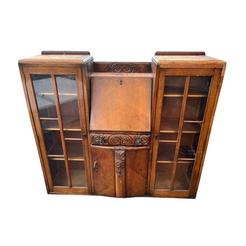 410 - CARVED FALL FRONT DISPLAY CABINET