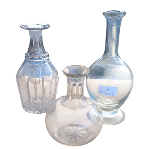 433 - 3 ANTIQUE GLASS DECANTERS