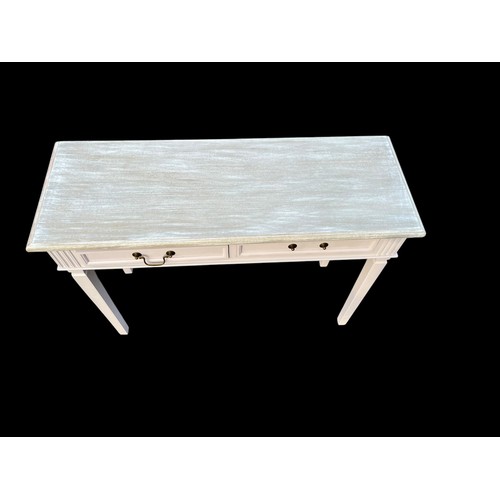 441 - A NEW 2 DRAWERED CONSOL TABLE WITH A WASHED TOP