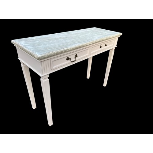 441 - A NEW 2 DRAWERED CONSOL TABLE WITH A WASHED TOP