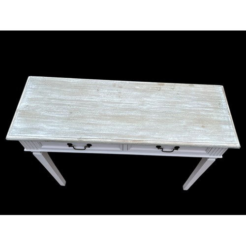 458 - A NEW 2 DRAWER WASHED TOP CONSOL TABLE