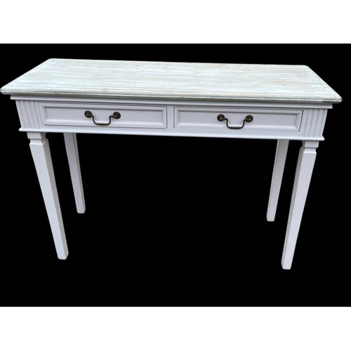 458 - A NEW 2 DRAWER WASHED TOP CONSOL TABLE