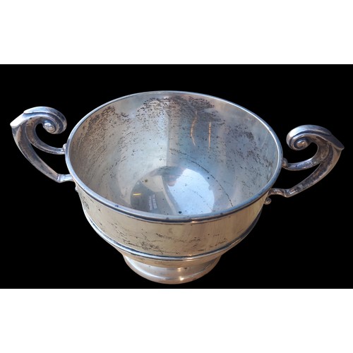 657 - A LONDON SILVER DOUBLE HANDLED CUP WEIGHS 210G