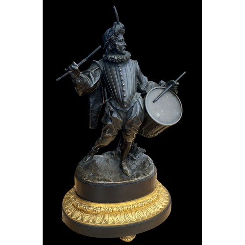 673 - AN ABSOLUTELY STUNNING REGENCY BRONZE CAVALIER MUSICIAN ON AN ORMULU AND MARBLE BASE IN EXCELLENT CO... 