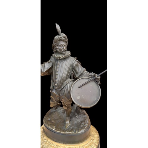 673 - AN ABSOLUTELY STUNNING REGENCY BRONZE CAVALIER MUSICIAN ON AN ORMULU AND MARBLE BASE IN EXCELLENT CO... 