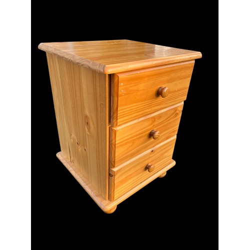 474 - PINE 3 DRAWER BEDSIDE