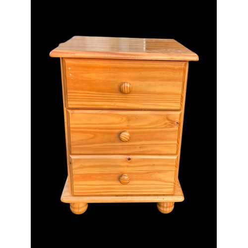 474 - PINE 3 DRAWER BEDSIDE