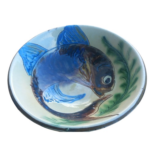 677 - A MAJELICA STYLE FISH BOWL