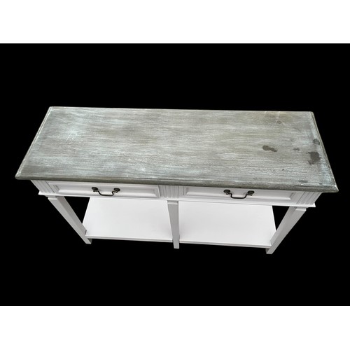 712 - A NEW LILAC WASHED EFFECT 2 DRAWER HALL TABLE