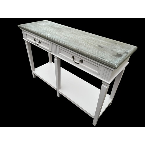 712 - A NEW LILAC WASHED EFFECT 2 DRAWER HALL TABLE