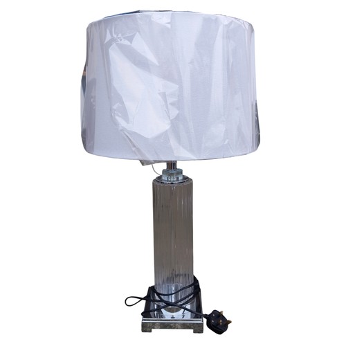 717 - NEW CHROME AND GLASS TABLE LAMP