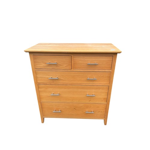 736 - AN OAK 2 OVER 3 DRAWERED CHEST OF DRAWERS