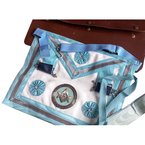 738 - 2 MASONIC APRONS IN LEATHER CASES