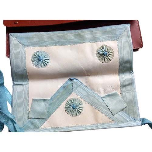 738 - 2 MASONIC APRONS IN LEATHER CASES