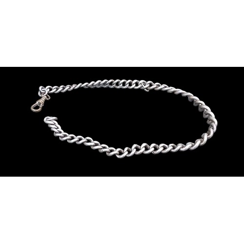 540 - A  HEAVY SILVER LINKED WATCH CHAIN CATCH NOT SILVER