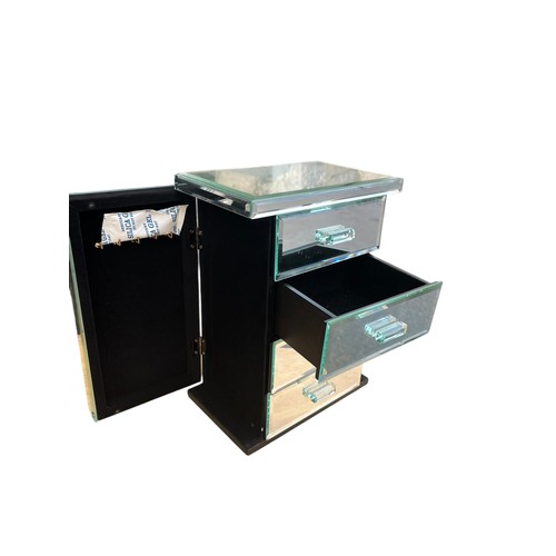 373 - A MIRRORED JEWELLERY CHEST WITH SIDE OPENINGS