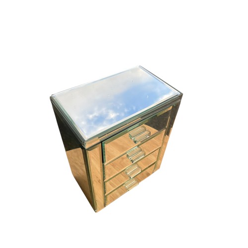 373 - A MIRRORED JEWELLERY CHEST WITH SIDE OPENINGS