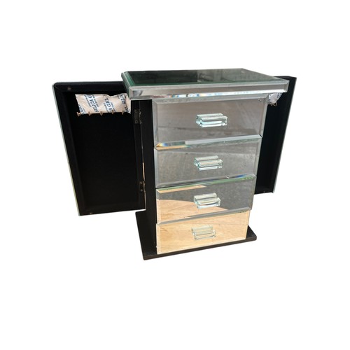 373 - A MIRRORED JEWELLERY CHEST WITH SIDE OPENINGS