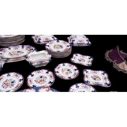 460A - A LARGE 50+ BOOTHS REGAL PATTERN HANDPAINTED ANTIQUE SERIVCE TO INCLUDE LARGE PLATTER, TEAPOT, OVERS... 