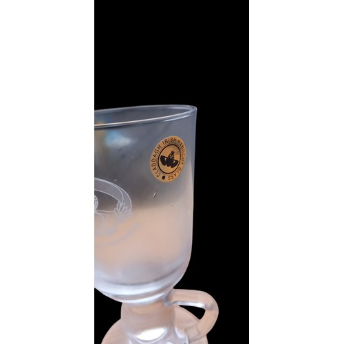 759A - 4 CLADDAGH HAND CUT IRISH WHISKEY GLASS