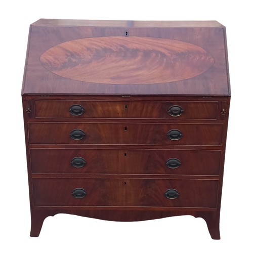 740A - A GEORGIAN MAHOGANY BUREAU WITH AN ADDITIONAL SECRET DRAWER IN GREAT CONDITION