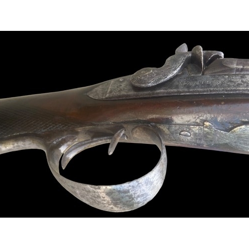 730A - AN EARLY 19CT PERCUSSION DOUBLE BARRELL SHOTGUN BY MANTON OF LONDON