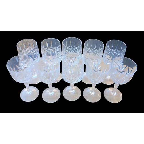 571A - 10 CUT GLASS WINE GLASSES