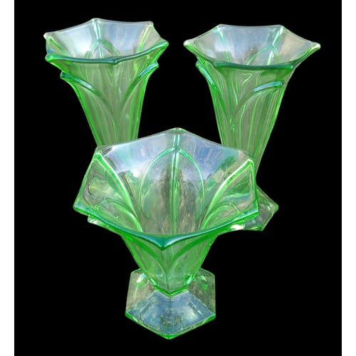 10 - 3 URANIUM GLASS VASE