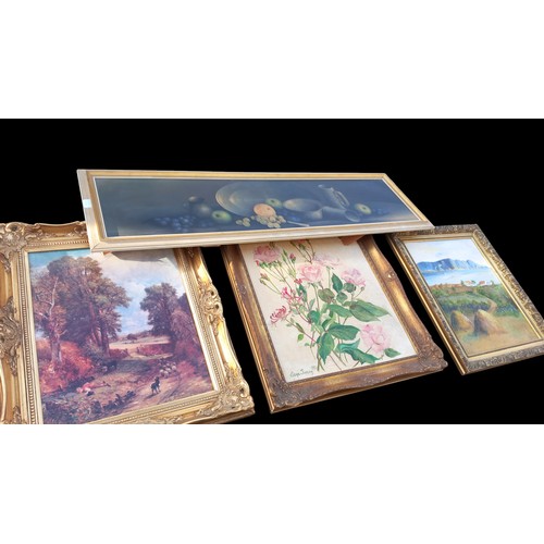 16 - A QUANTITY OF OIL PAINTINGS AND NEEDLEWORK PICTURES