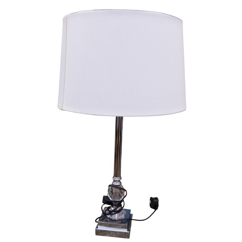 27 - NEW CHROME AND CRYSTAL TABLE LAMP