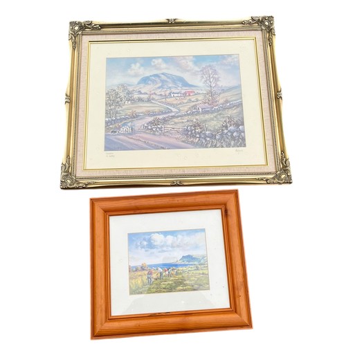 45 - A GILT FRAMED SIGNED R.W. YOUNG PRINT SLEMISH Co ANTRIM AND CHARLES McCAULEY PRINT