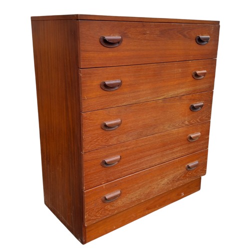 55 - RETRO TEAK 5 DRAWER CHEST