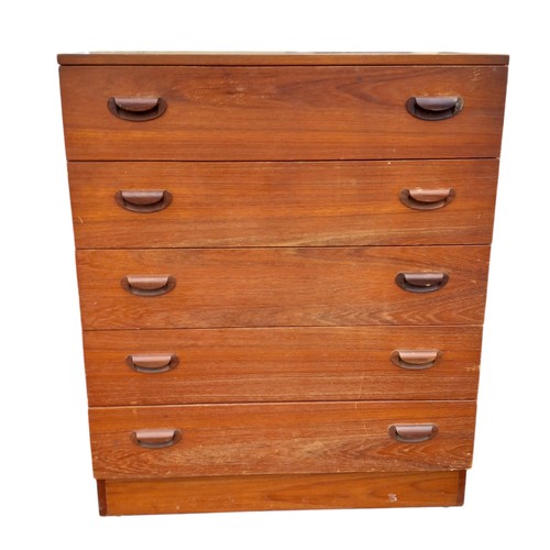 55 - RETRO TEAK 5 DRAWER CHEST