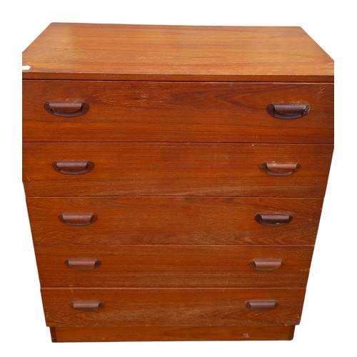 55 - RETRO TEAK 5 DRAWER CHEST