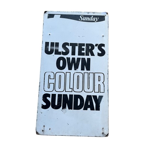 56 - AN OLD TINPLATE SIGN (PROBABLY SUNDAY LIFE)