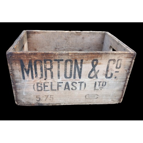 73 - OLD WOODEN BOTTLE CRATE  MORTONS BELFAST