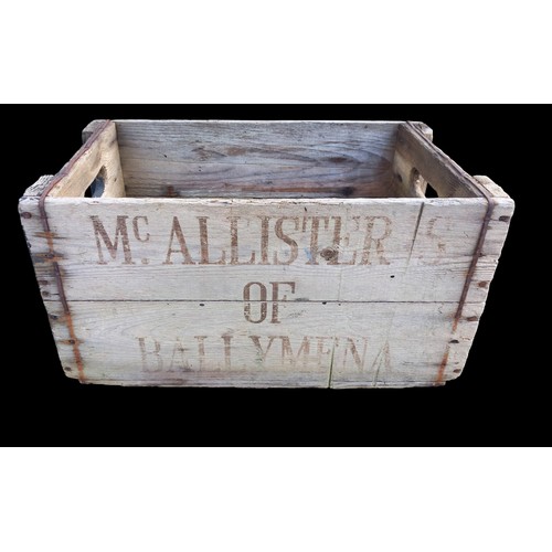 99 - AN OLD WOODEN BOTTLE CRATE MCALLISTER BALLYMENA