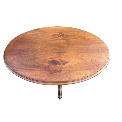 111 - AN OVAL MAHOGANY  BREAKFAST TABLE ON AN ORNATE TRI-POD BASE