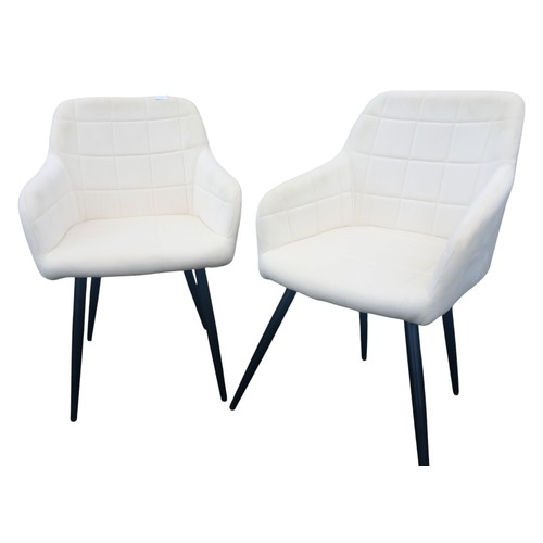 137 - PAIR OF WHITE VELVET SIDE CHAIRS