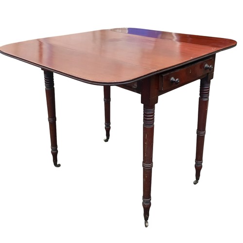 139 - GEORGIAN MAHOGANY SMALL DROP LEAF TABLE WITH SINGLE DRAWER